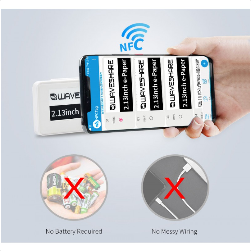Displej e-ink, 2.13 inča, NFC napajanje w17745