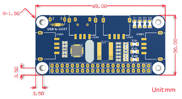 Raspberry Pi USBx4 HUB HAT