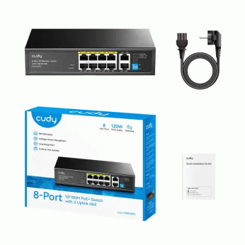 8+2-port PoE + 1Gbps Switch 10/100 RJ45 Cudy FS1010PG 120W