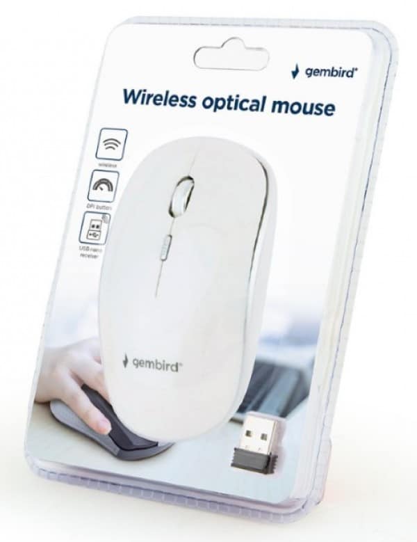 MUSW-4B-01-W Gembird Bezicni mis 2,4GHz opticki USB 800-1600Dpi white 115mm