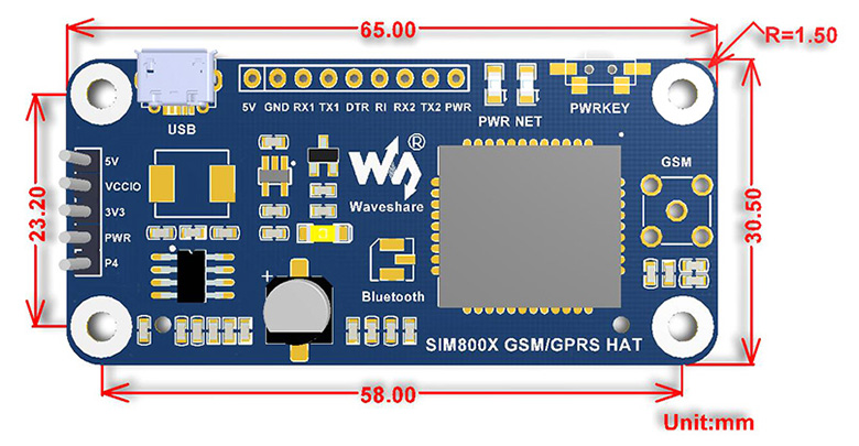 Raspberry Pi GSM/GPRS/Bluetooth HAT