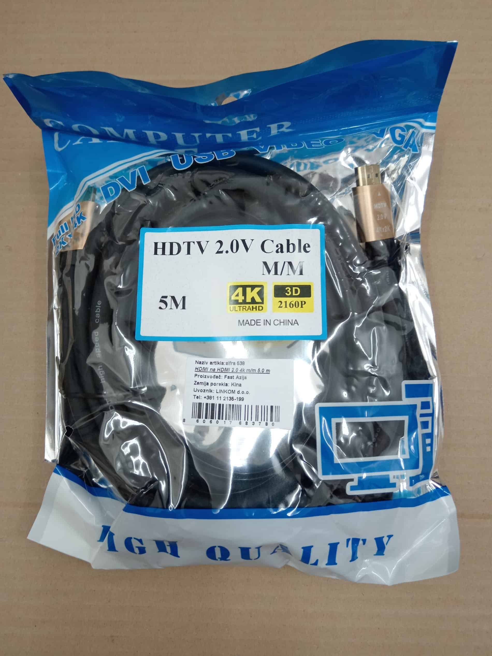 HDMI na HDMI kabl 2.0 GOLD 4K (m/m) 5 m