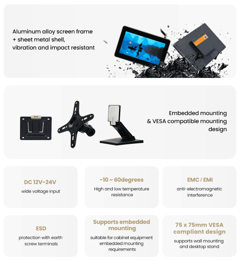 15.6-inch Industrial Touchscreen Monitor with audio