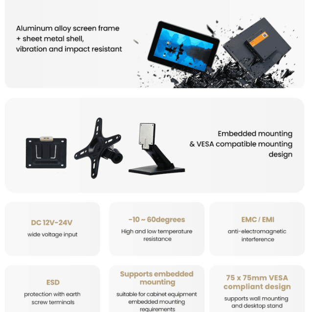 15.6-inch Industrial Touchscreen Monitor with audio
