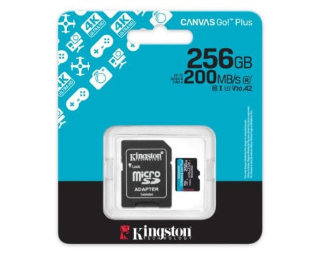 MicroSD 256GB, Canvas Go! Plus, Class10 UHS-I U3 V30 A2, R/W 200/160MB/s