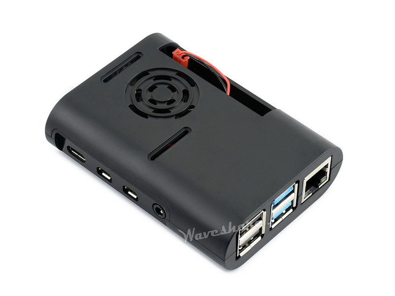 Raspberry Pi 4 kućište, ABS, crno, hladnjaci, ventilator