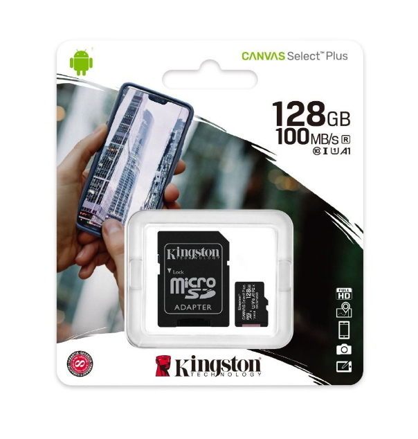 MikroSD mem.kart.128GB Kingston SelectPlus CL10 ba