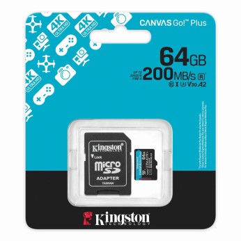 Micro SD Card 64GB Kingston+SD adapter SDCG4/64GB - 200/160 MB/s