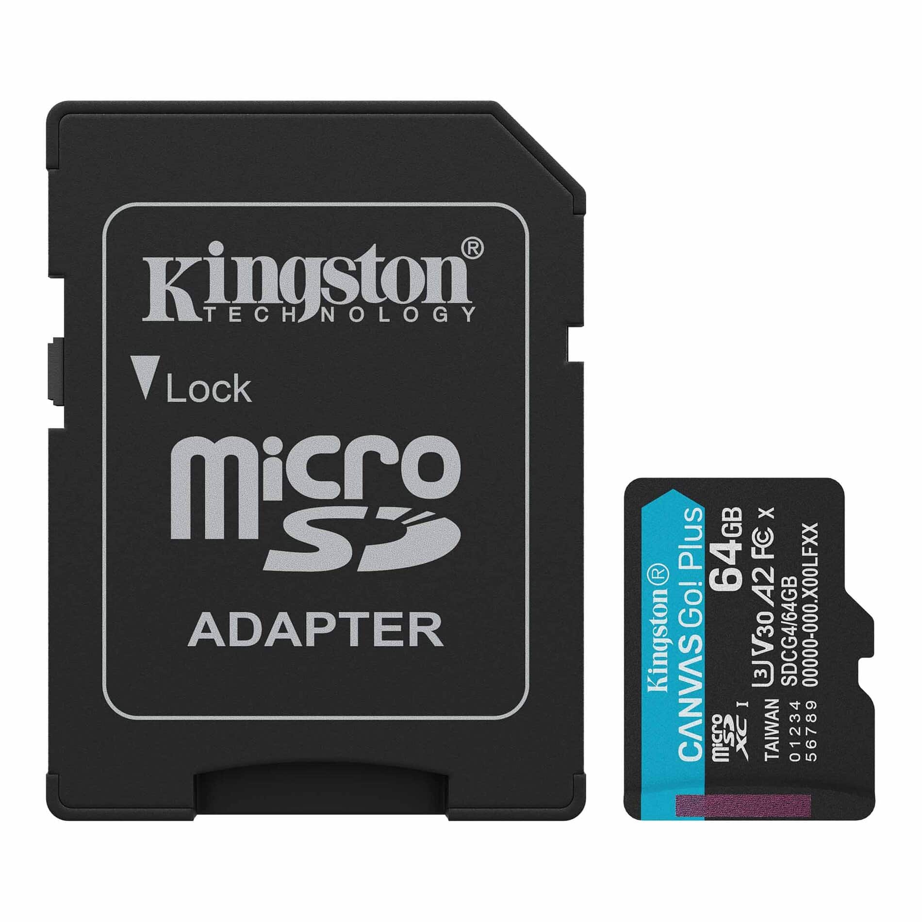 Micro SD Card 64GB Kingston+SD adapter SDCG4/64GB - 200/160 MB/s