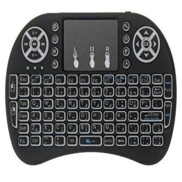 Bežična mini tastatura, osvetljenje, touch pad, punjiva baterija, I8