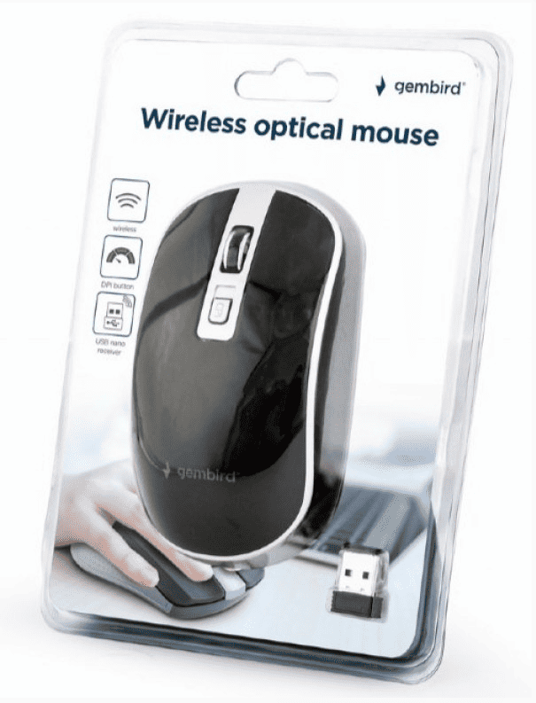 MUSW-4B-06-BS Bezicni mis 2,4GHz opticki USB 800-1600Dpi black/silver 115mm