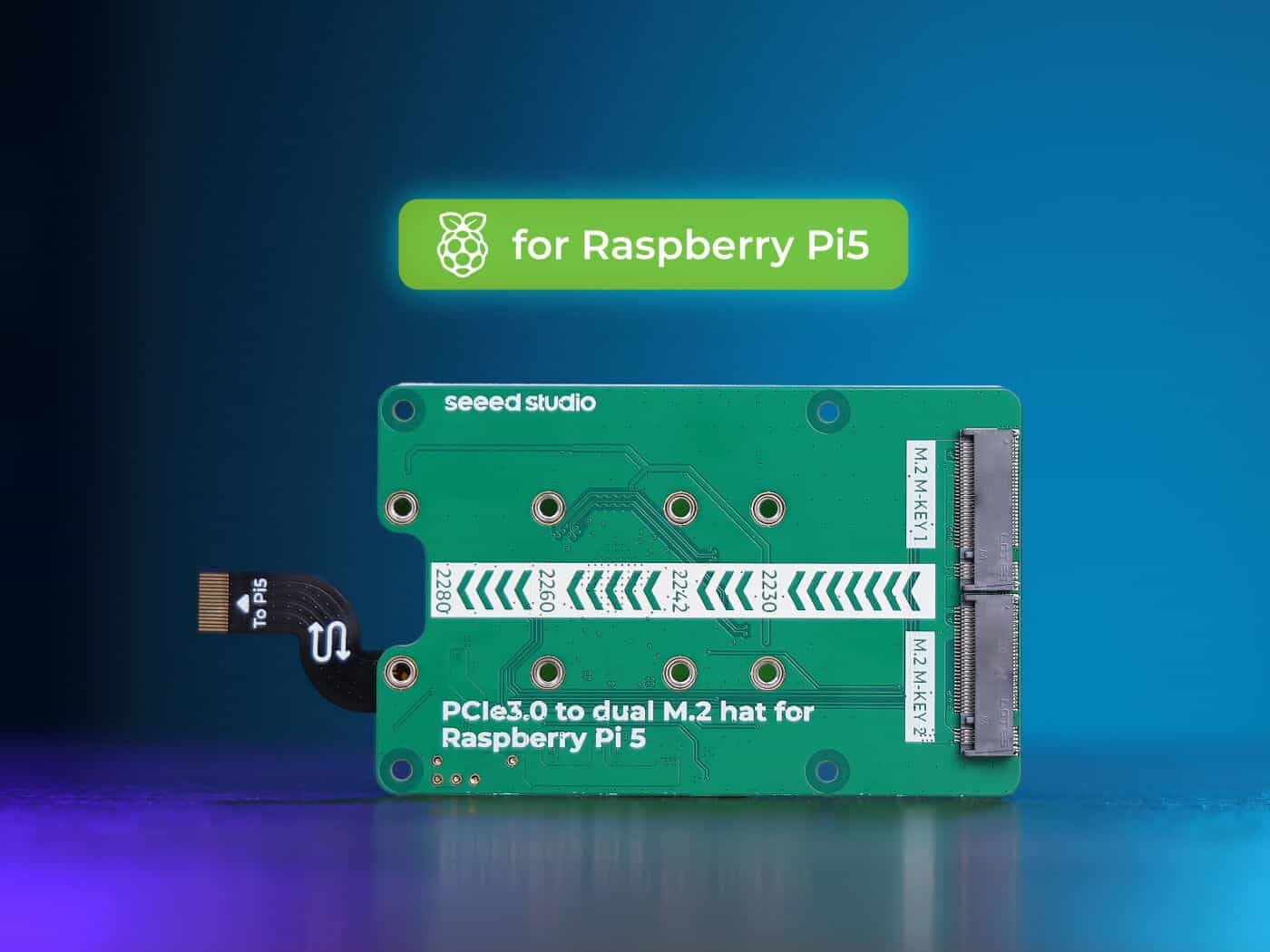 PCIe3.0 to dual M.2 hat for Raspberry Pi 5