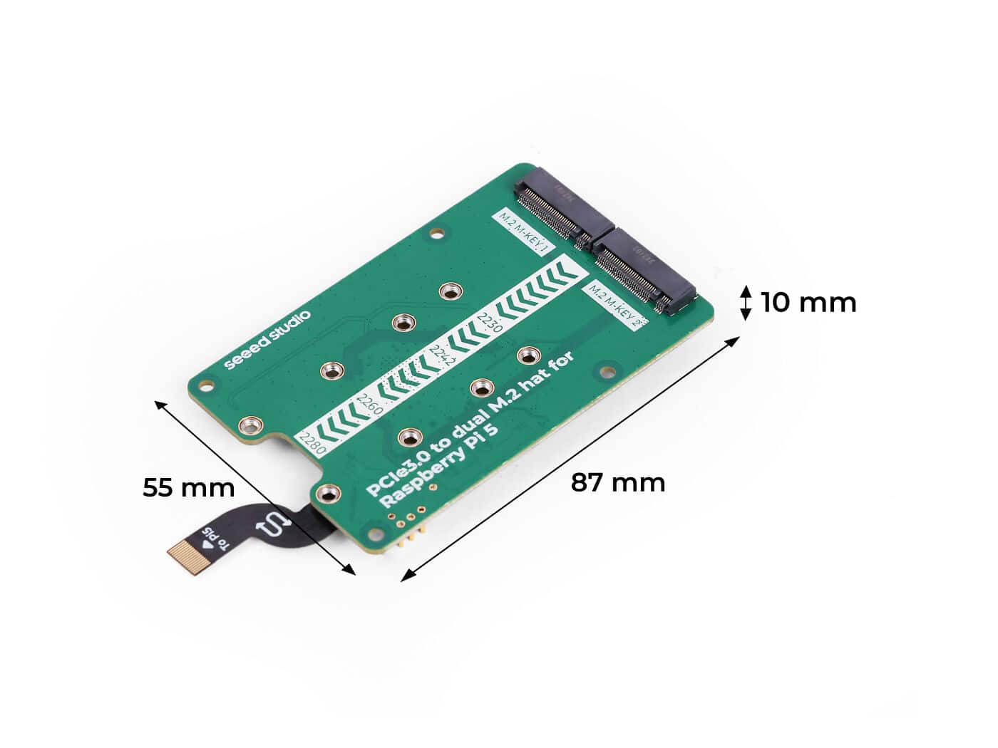 PCIe3.0 to dual M.2 hat for Raspberry Pi 5