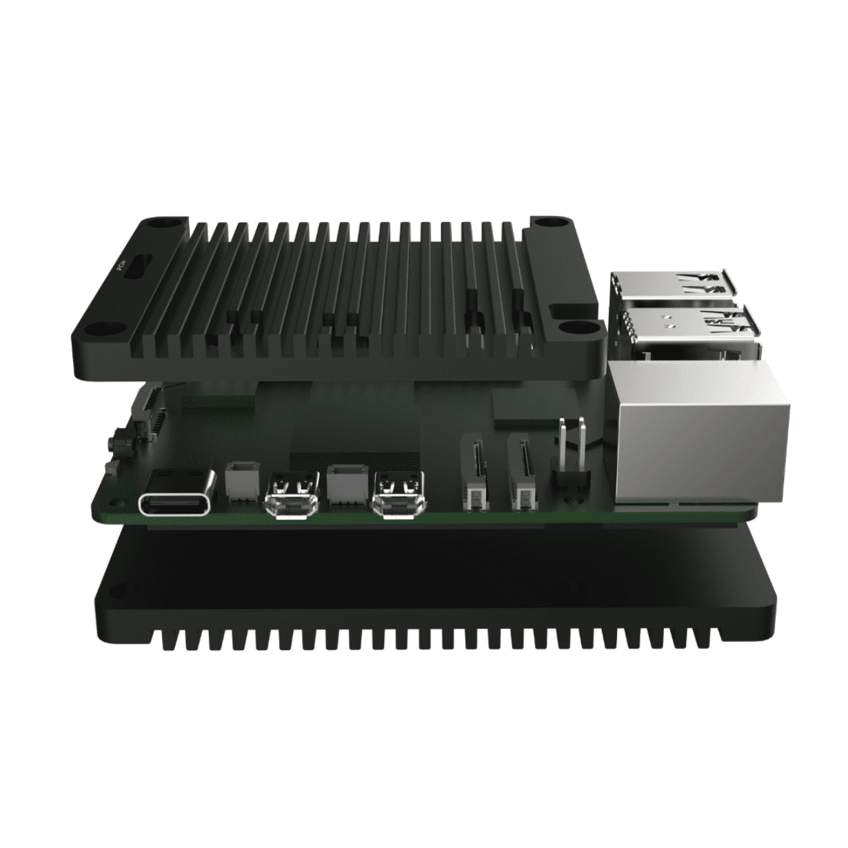 Pi5 Passive Cooling Open CNC Case, black