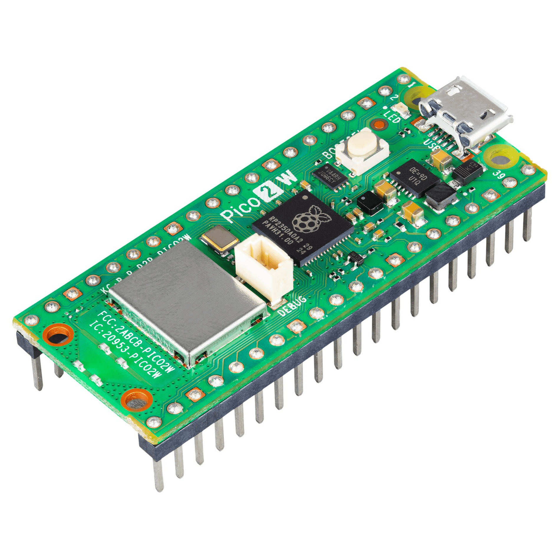SC1634 RPI PICO 2W BRD, 520KB, 150MHZ, W/HEADER