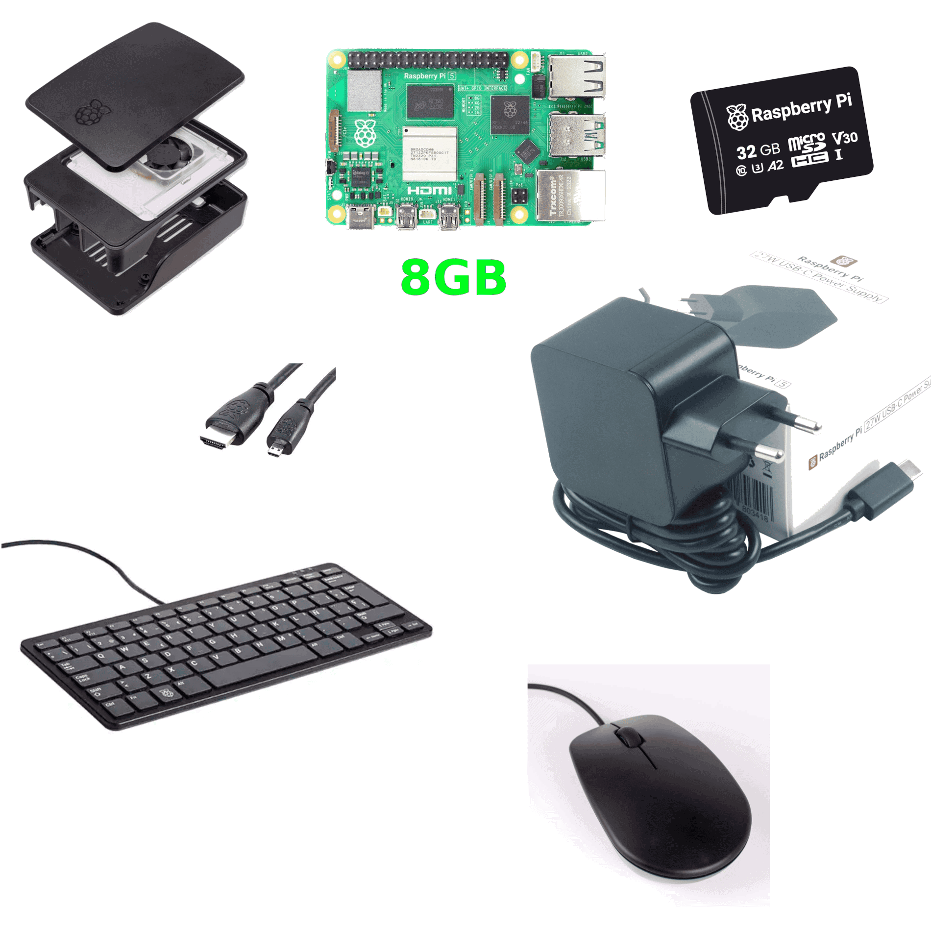 RPi 5 8GB komplet / KIT, oficijelni, crni, sa tastaturom i mišem