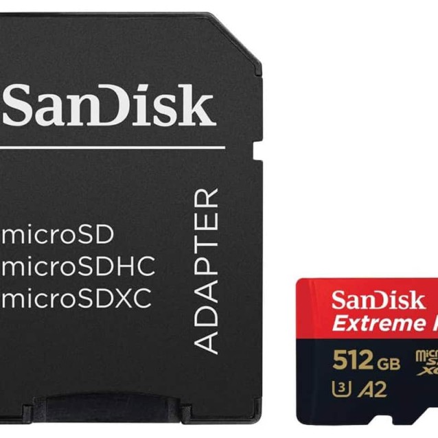 SanDisk SDXC 512GB Micro Extreme Pro 200MB/s A2 C10 V30 UHS-I US+Ad