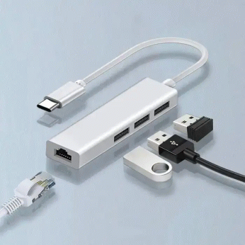 Tip-C HUB 4 u 1 RJ45 100M LAN + 2xUSB 2.0 + 1xUSB 3.0
