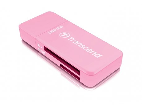 Transcend Čitač mem.kart., Mini F5, USB3.0, SD/MicroSD SDHC/SDXC/UHS-I, Pink