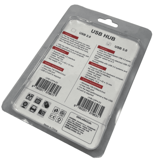 UHB-U3P4-03 USB 3.0 4-port HUB, storage speed 5Gbps, black