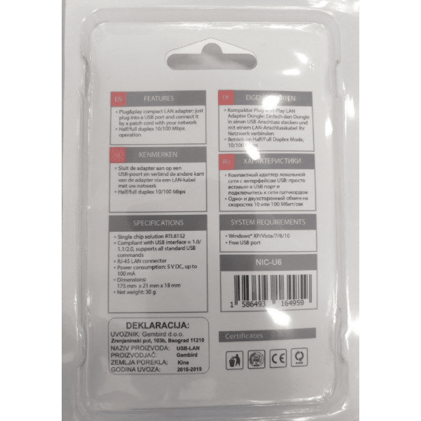 USB 2.0 na LAN adapter NIC-U6