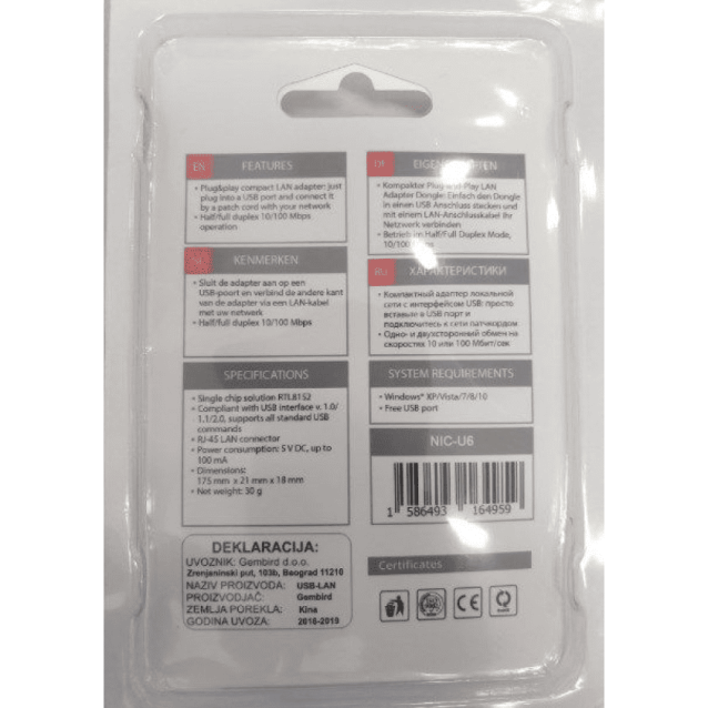 USB 2.0 na LAN adapter NIC-U6
