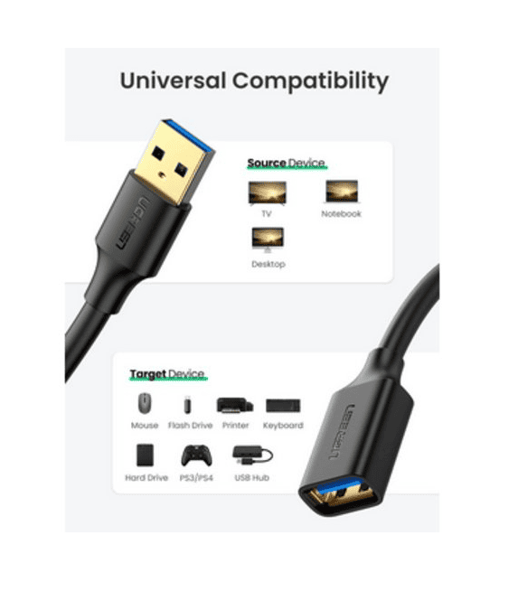 USB kabl M/F 3.0 0.5m crni Ugreen US129
