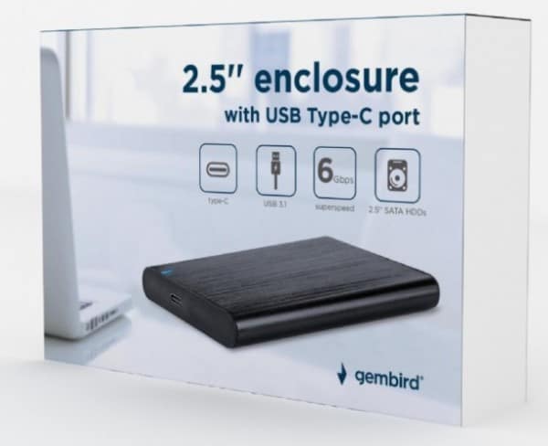 EE2-U3S-6 Gembird USB 3.1 Externo kuciste za 2.5` SATA hard diskove, Type-C