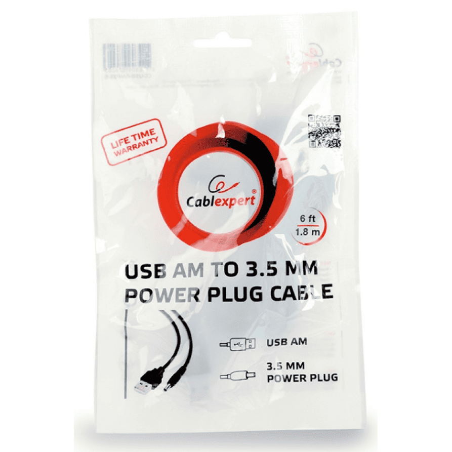 USB AM to 3.5 mm power plug cable, 1.8 m, black